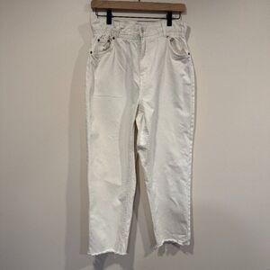 Bershka | White Demin | Straight Leg | Paper Bag/Elastic Waist Jeans Size 8